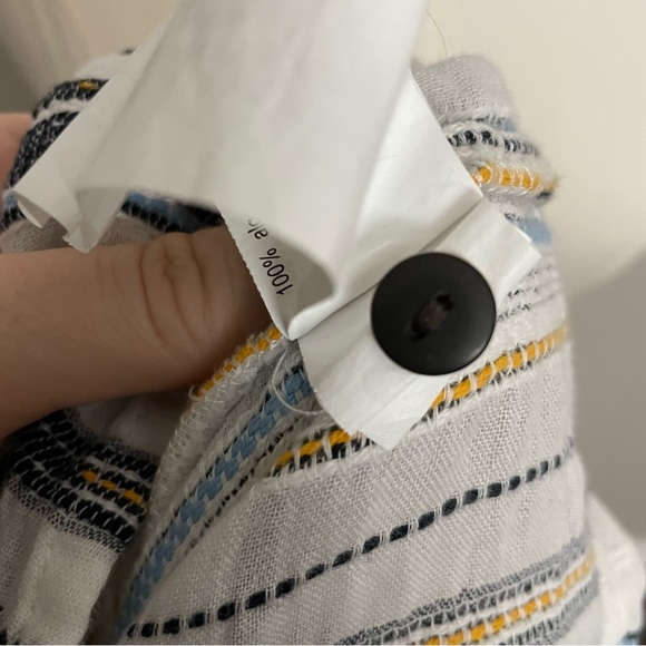 Zara Dres Midi Striped Cotton Button Front Pockets Coastal Beach Cottagecore - Picture 11 of 12